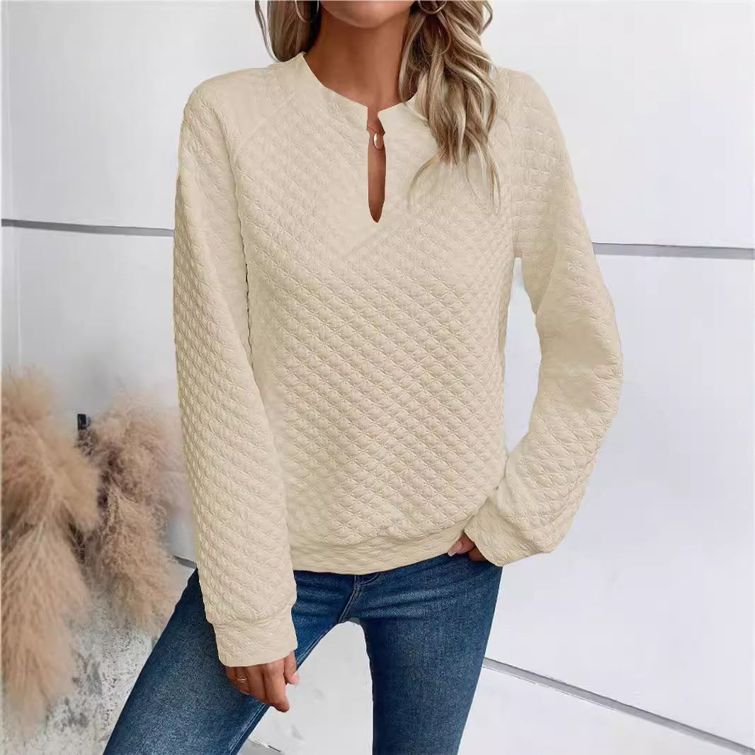 Damer quiltet pullover med slids Stilla