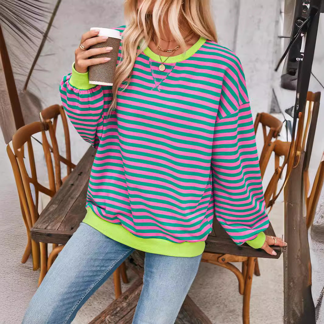 Stilla | Løs Stribet Pullover i Løs Pasform