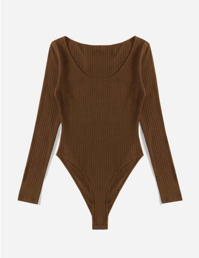 Dame Langærmet Bodysuit i struktureret bomuld Stilla