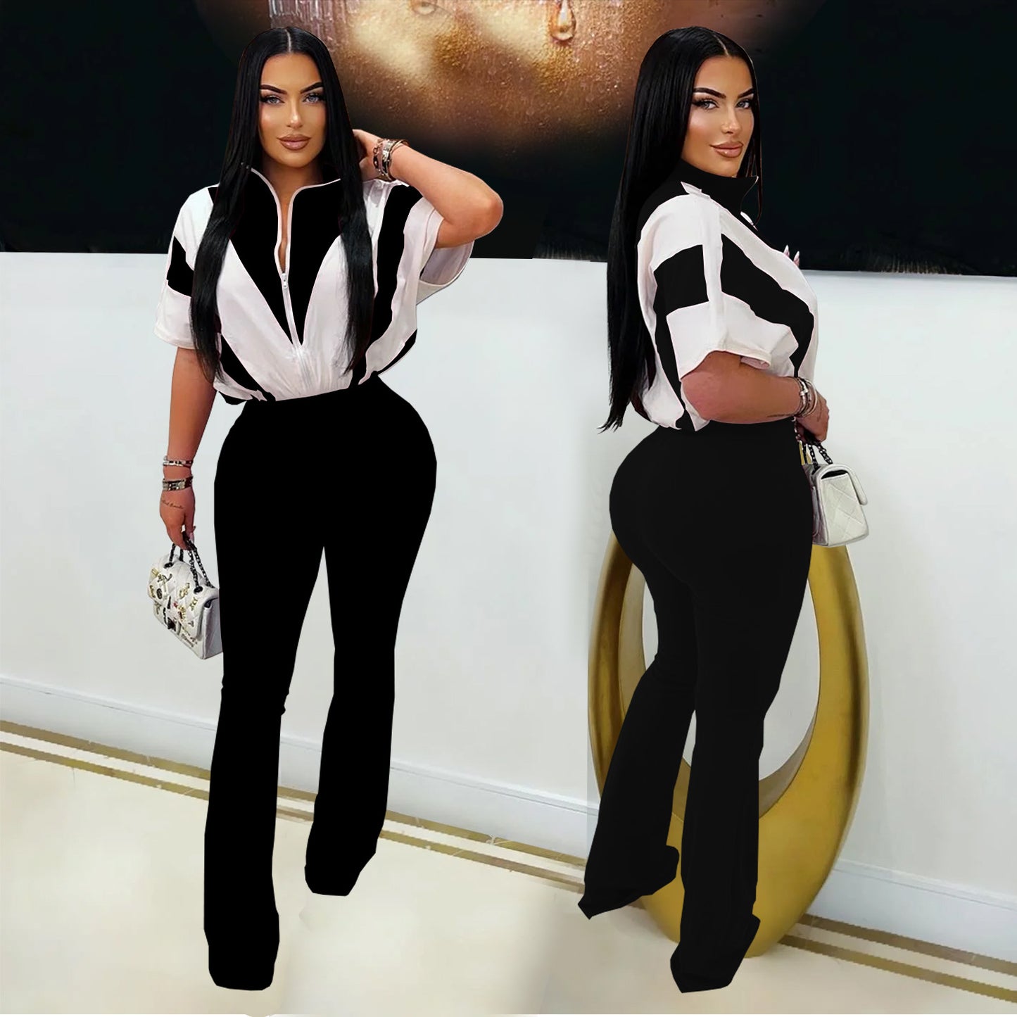 Dame Elegant og behagelig jumpsuit med stilfuld krave og bredt ben Stilla
