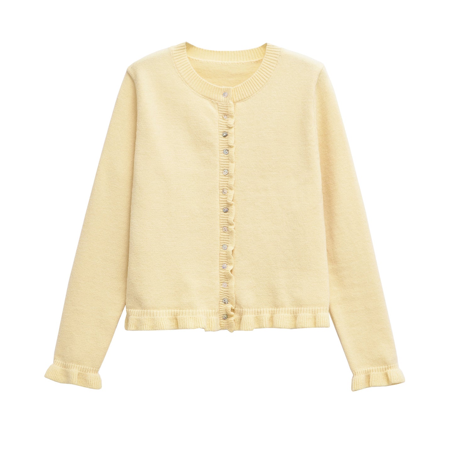 Femme Rüschensaum Knaplukning Cardigan Stilla