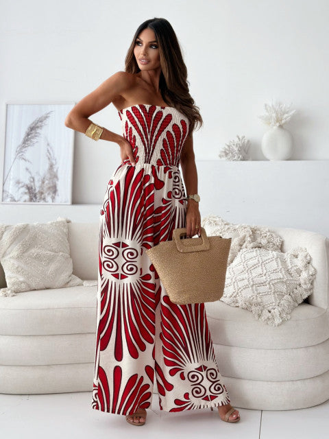 Dame jumpsuit med stilfuld bandeau-udskæring og bred ben Stilla