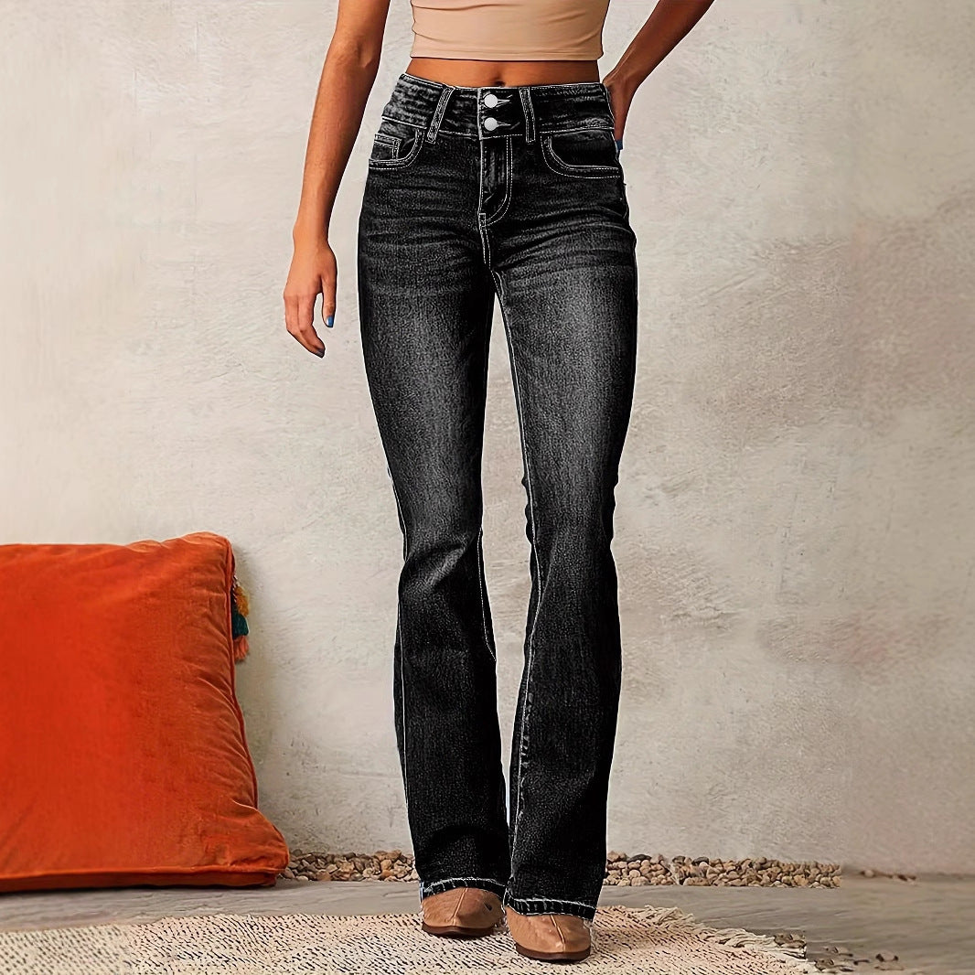 Dame Bootcut Jeans med høj talje og moderne vask Stilla