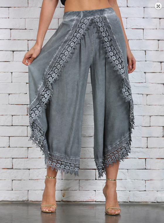 Dame elegant Culotte med detaljerede spidsaccentuer Stilla