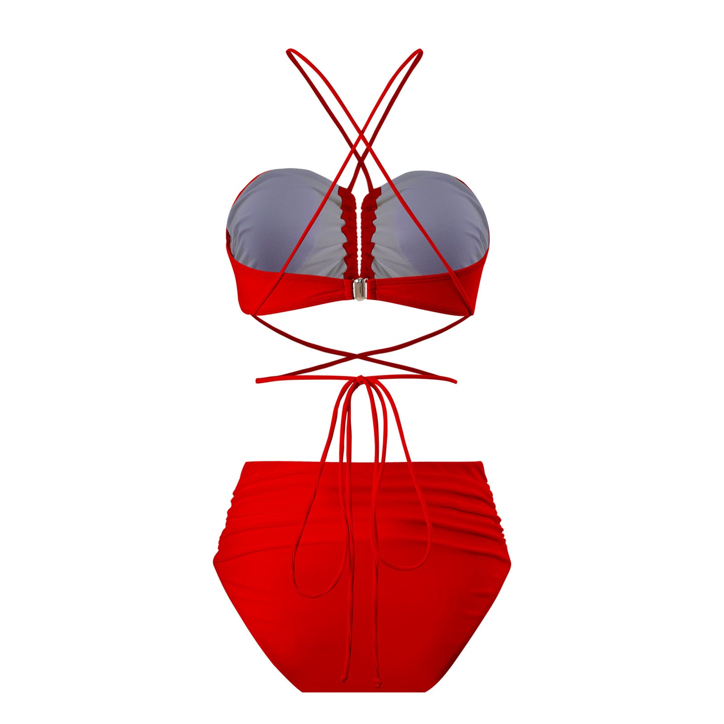 Dame Bandeau-bikini med voluminøse ruffles detaljer og justerbare stropper Stilla