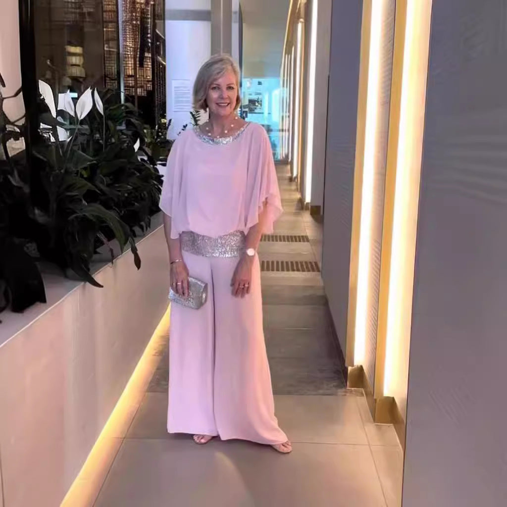 Dame festligt aftenkjole med funklebund og svajende kant Stilla