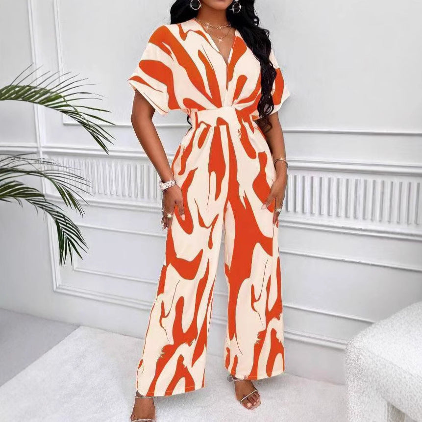 Dame langærmet jumpsuit med fashionable mønster Stilla