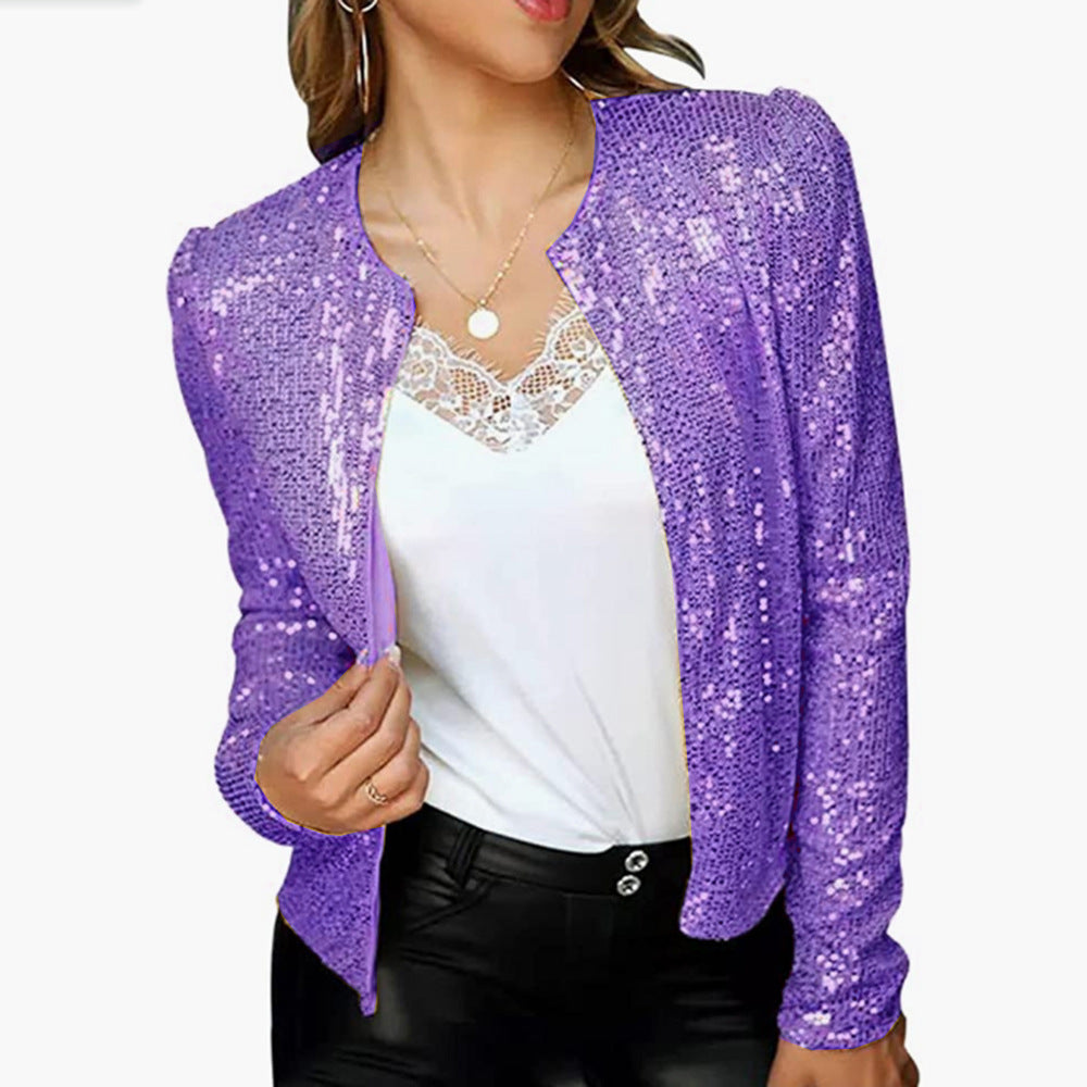 Stilla | Trendy Farve-Block Paillet Kort Casual Jakke