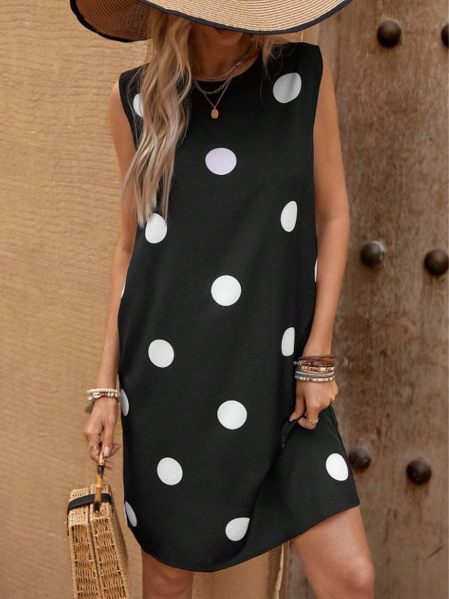 Dame Polka Dots Kjole i afslappet Snit Stilla