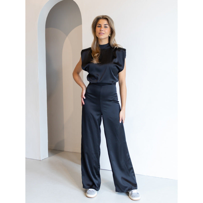 Damer elegant jumpsuit med bredt ben og ærmeløs skæring Stilla