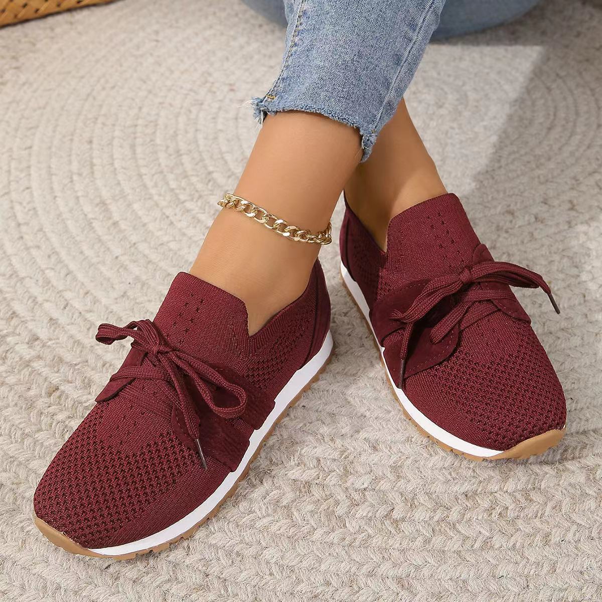 Dame Åndbare Sneakers med elastisk Overdel og fashionable Skoletøj Stilla