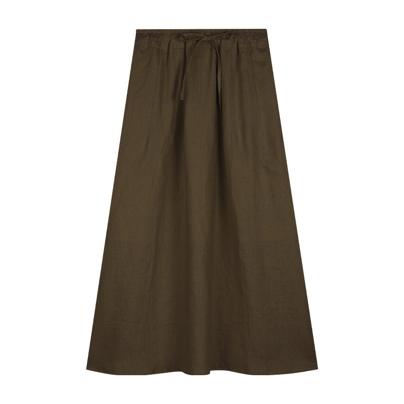 Dame afslappet maxi nederdel med justerbar gummibånd og sidelommer Stilla