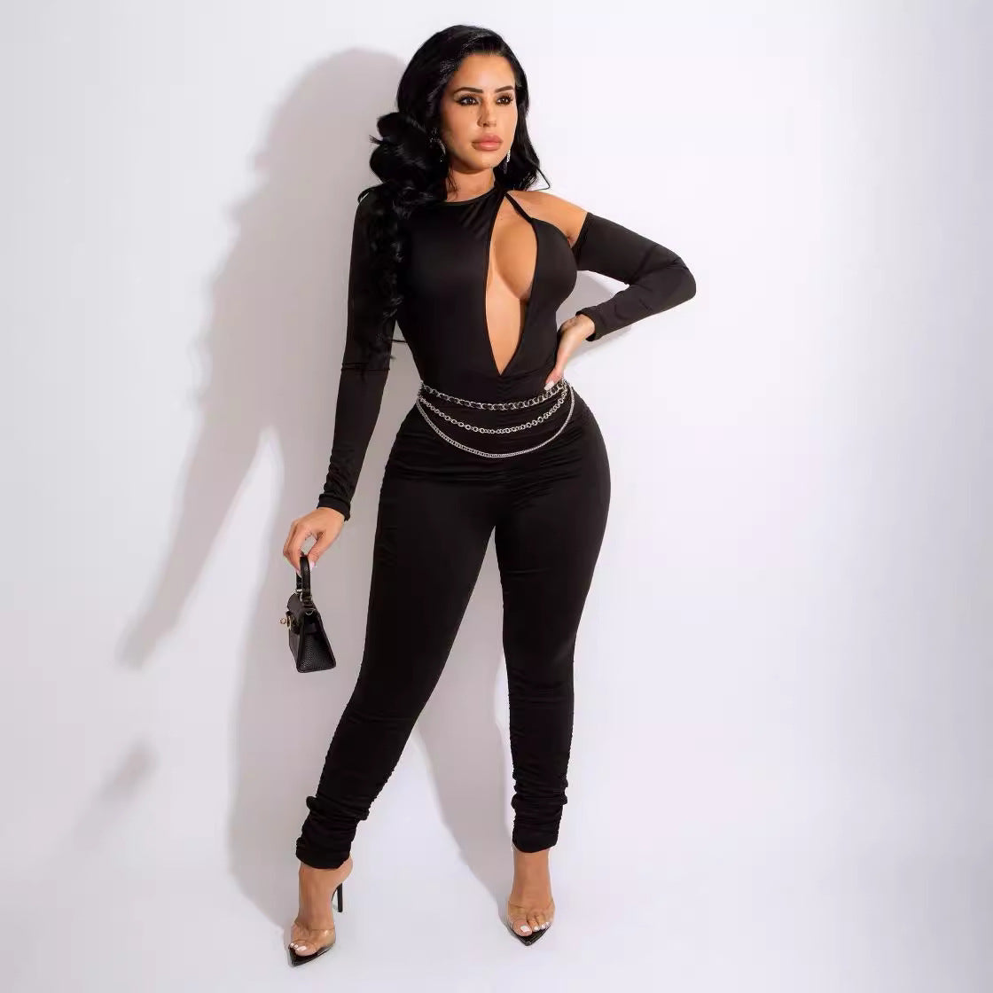 Dame Elegant Jumpsuit med iøjnefaldende Cut-Out-detaljer og luksuriøs bælte Stilla