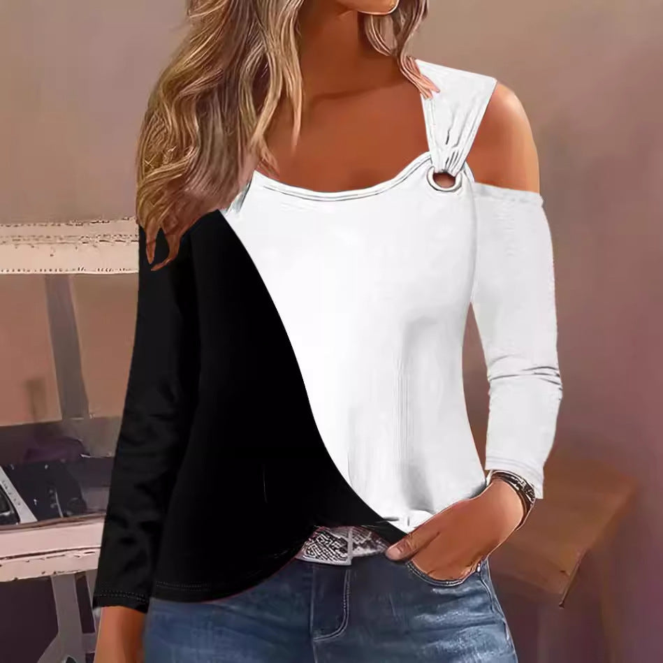 Dame afslappet top med asymmetrisk snit og mode accenter Stilla