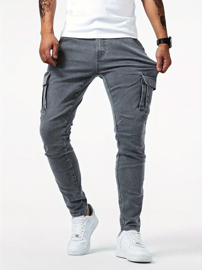 Herrer Cargo-Jeans med Slim-Fit snit og praktiske sidelommer Stilla