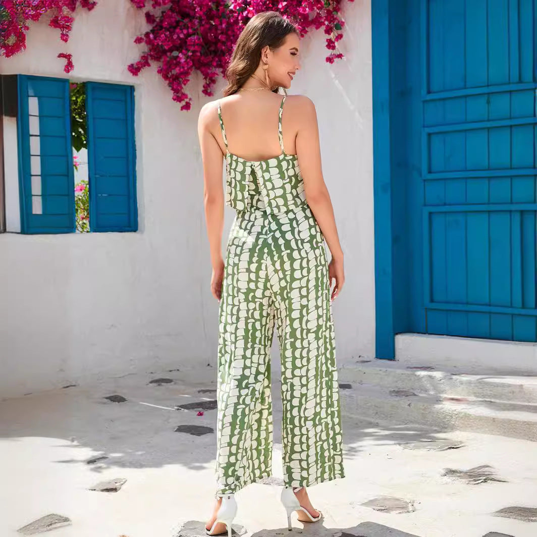 Dame Spaghetti-stropper jumpsuit med flydende brede ben Stilla
