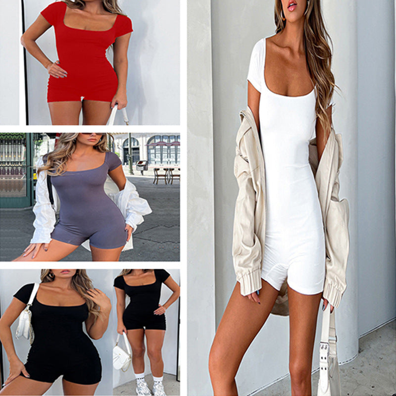 Dame afslappet kort jumpsuit i ribstruktur Stilla