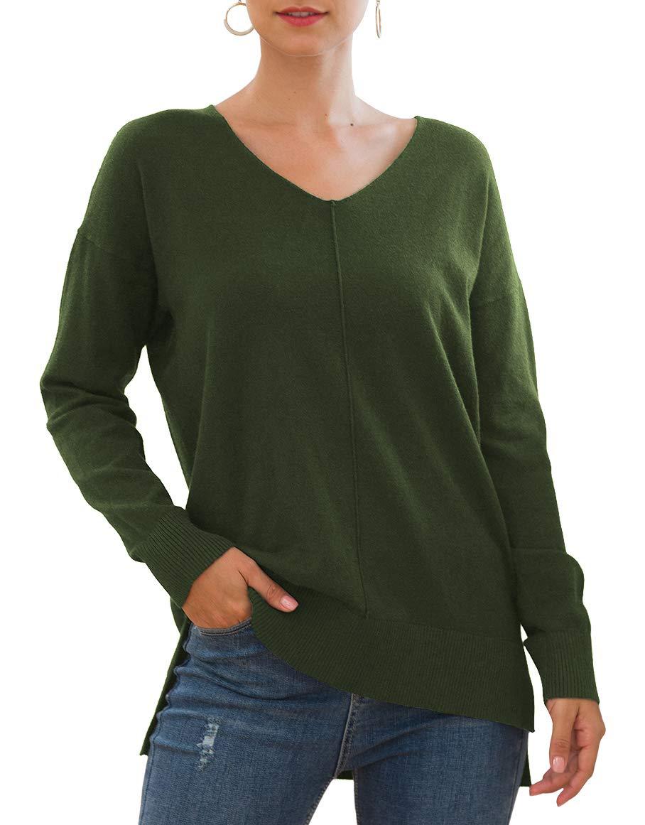 Dame elegant V-hals pullover med asymmetrisk snit Stilla