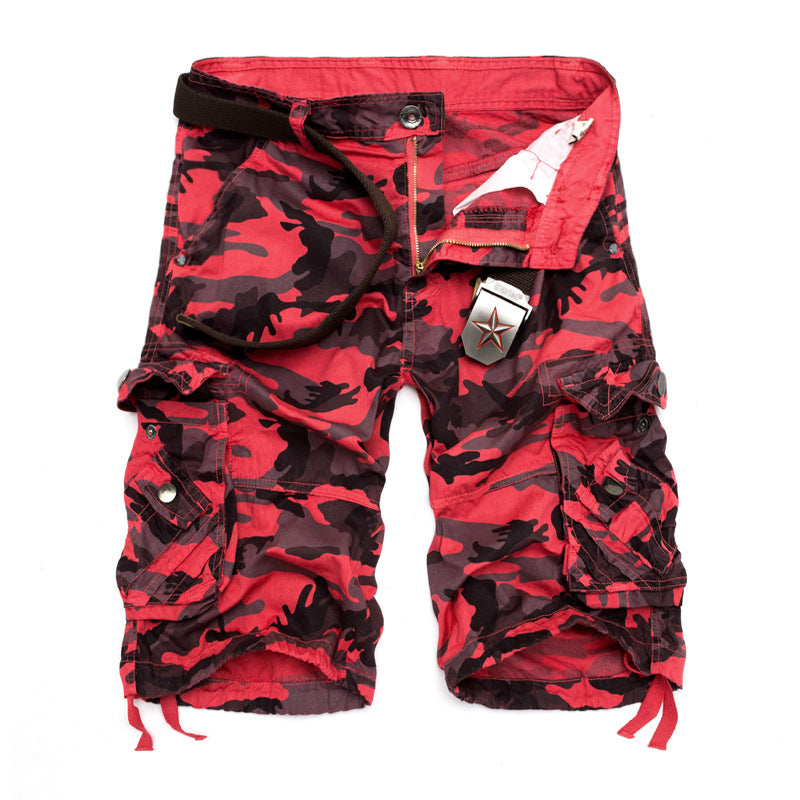 Herrer Camo Cargo-shorts med flere lommer og justerbar talje Stilla