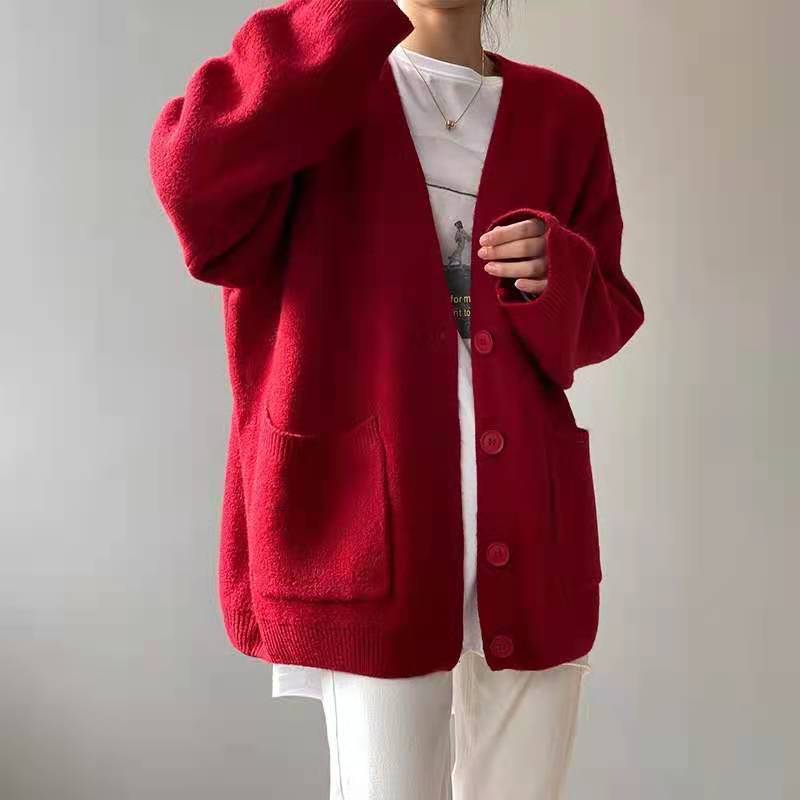 Femme Oversized Blød Strik Cardigan med Lommer Stilla
