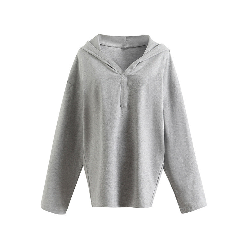 Dame afslappet hættetrøje med moderne snit og draperede detaljer Stilla