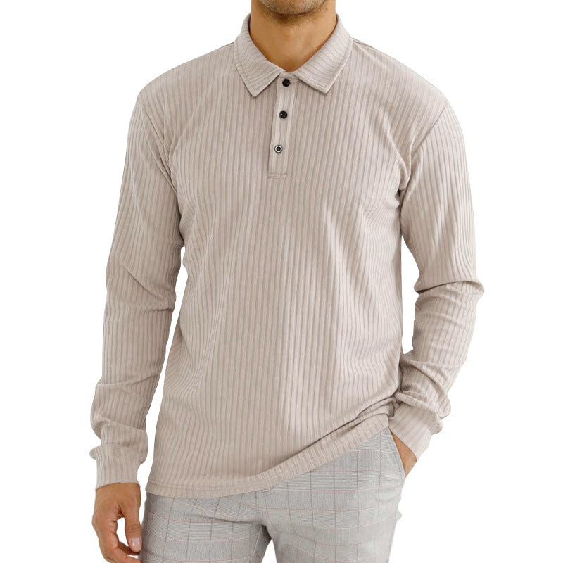 Herrer Langærmet Poloshirt med struktureret overflade og moderne krave Stilla