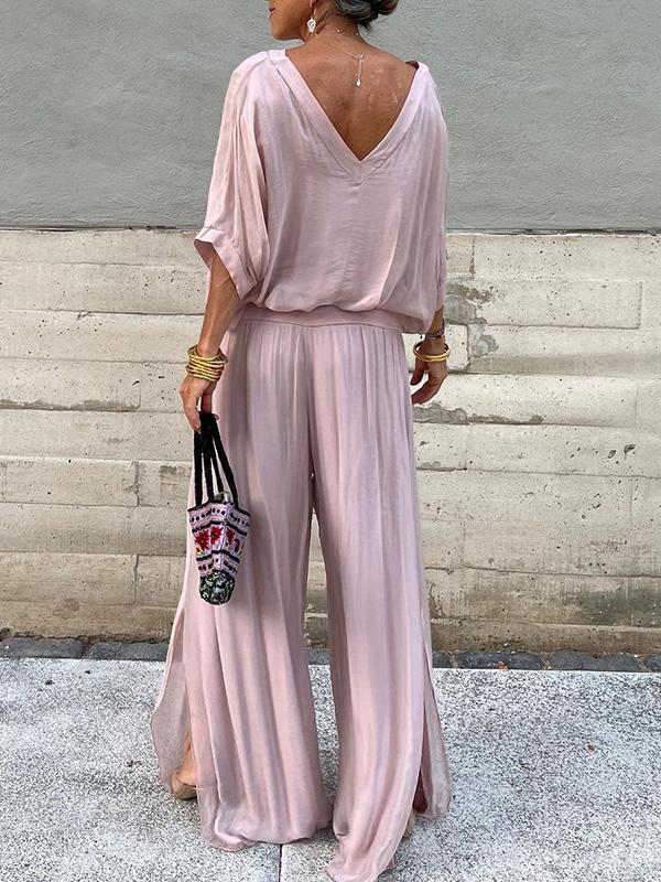 Dame Relaxed Fit Bredbenet Jumpsuit Stilla