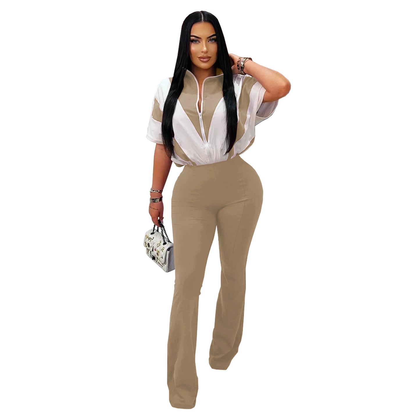 Dame Elegant og behagelig jumpsuit med stilfuld krave og bredt ben Stilla