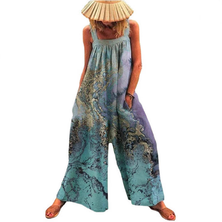 Dame luftig jumpsuit med blomsterdesign og justerbare stropper Stiila