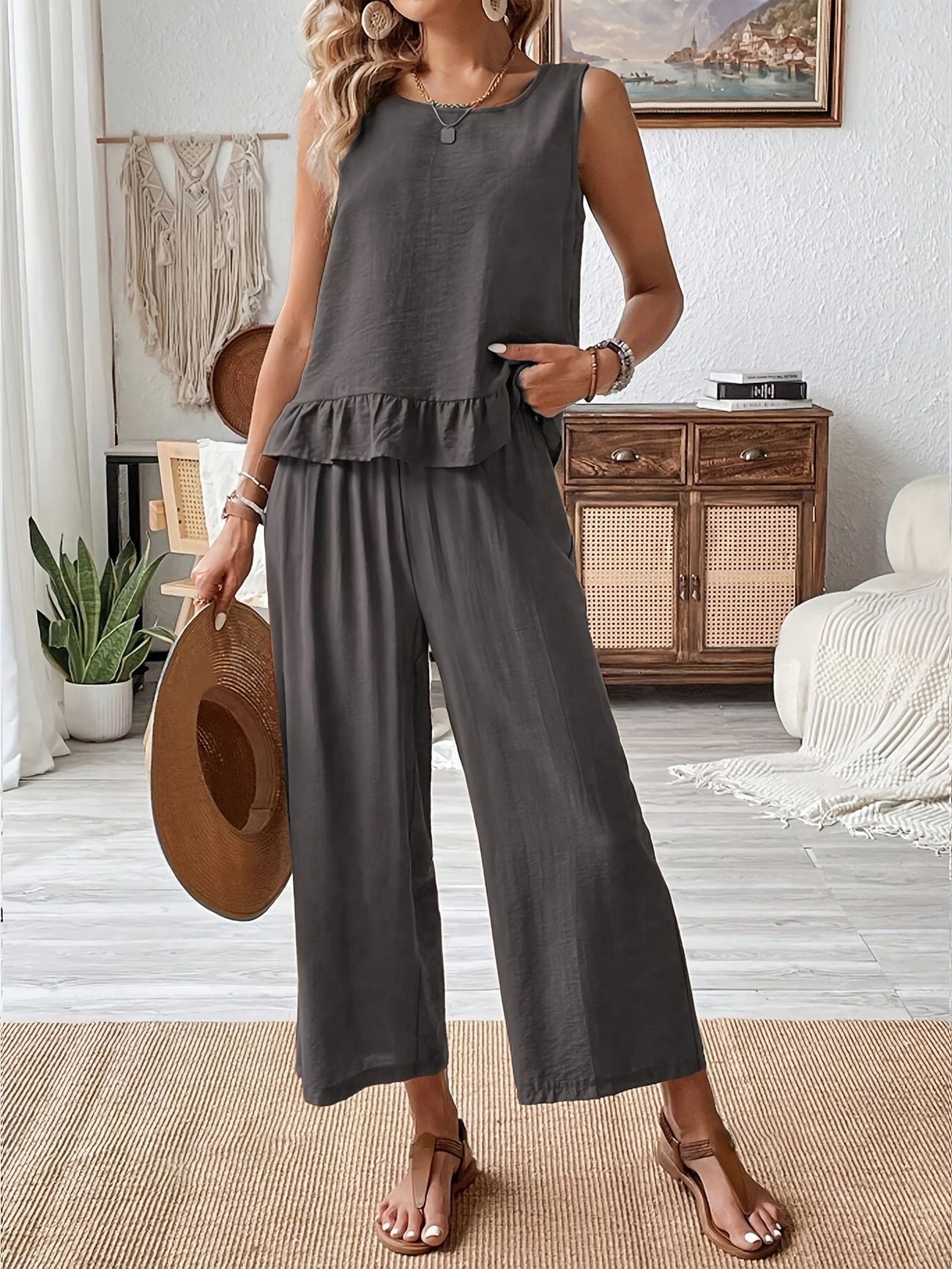 Damer luftig jumpsuit med flæse Stilla