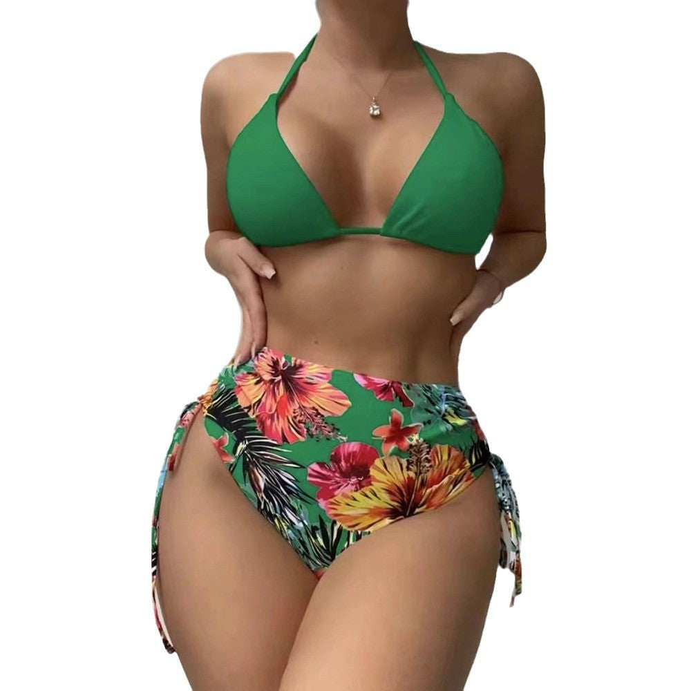 Dame Højskåret Bikini med floralt design og justerbare stropper Stilla