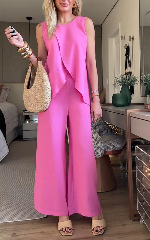 Dame Afslappet Jumpsuit med elegant Vikledesign og brede Ben Stilla