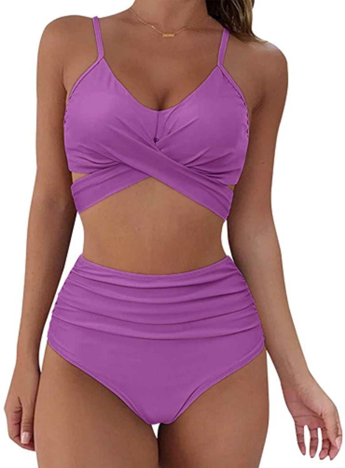 Dame Højtaljet Bikini-Sæt med Indviklet Design og Justerbare Stropper Stilla