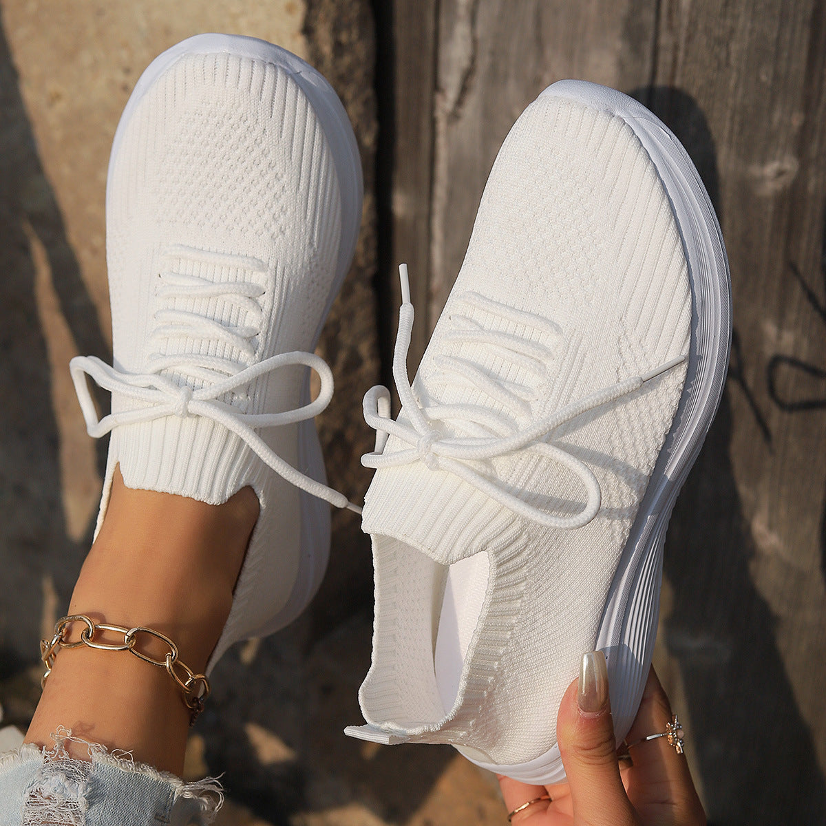 Kvinder Åndbare Strik-Sneakers Stilla