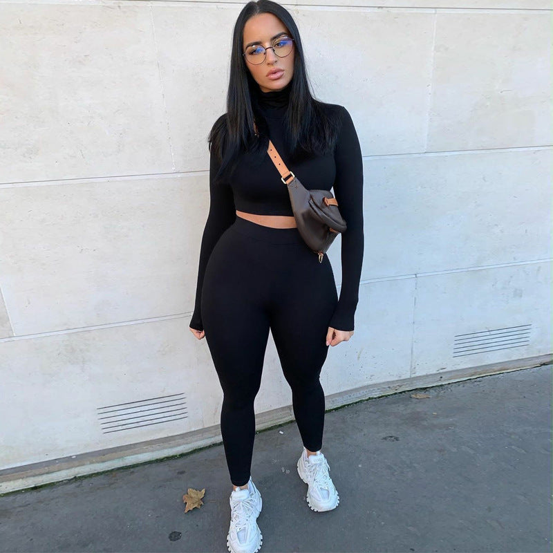Dame Sporty sæt med tætsiddende, langærmet top og høj talje leggings Stilla