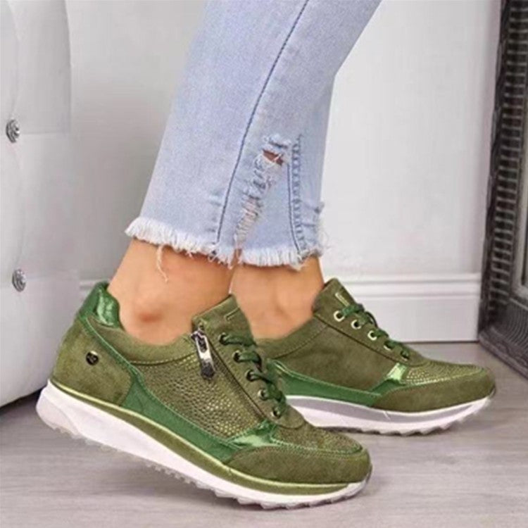 Dame Sporty Sneakers med åndbar netstruktur og sidelukning Stilla
