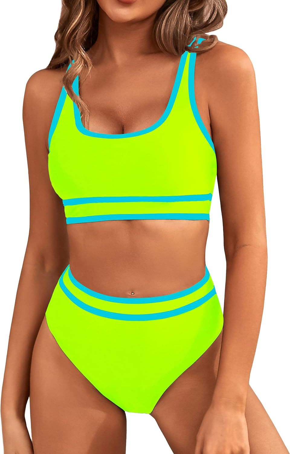 Dame Sporty bikini sæt med brede stropper og høj skæring Stilla