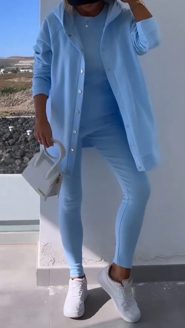 Dame Lækkert Lounge-sæt med oversized Cardigan og figursydde Leggings Stilla