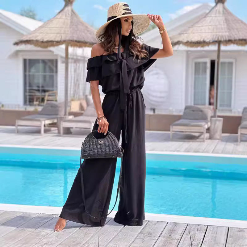 Dame Off-Shoulder Bredbens Jumpsuit Stilla