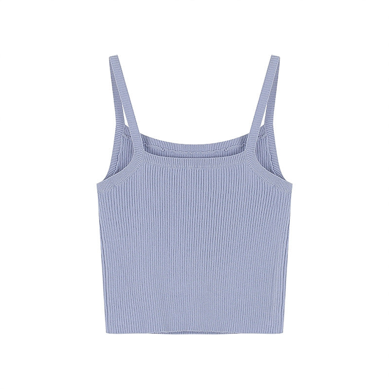 Dame Cropped Top i ribbet materiale Stilla