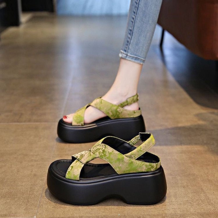 Dame plateau-sandaler med orig huile knude-design og komfortabelt fodsenge Stilla