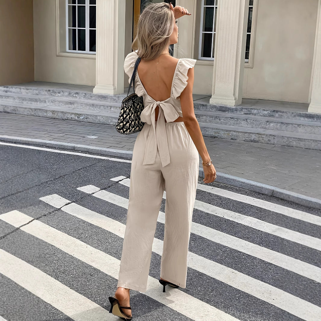 Dame Elegant Jumpsuit med Rynkedetaljer Stilla