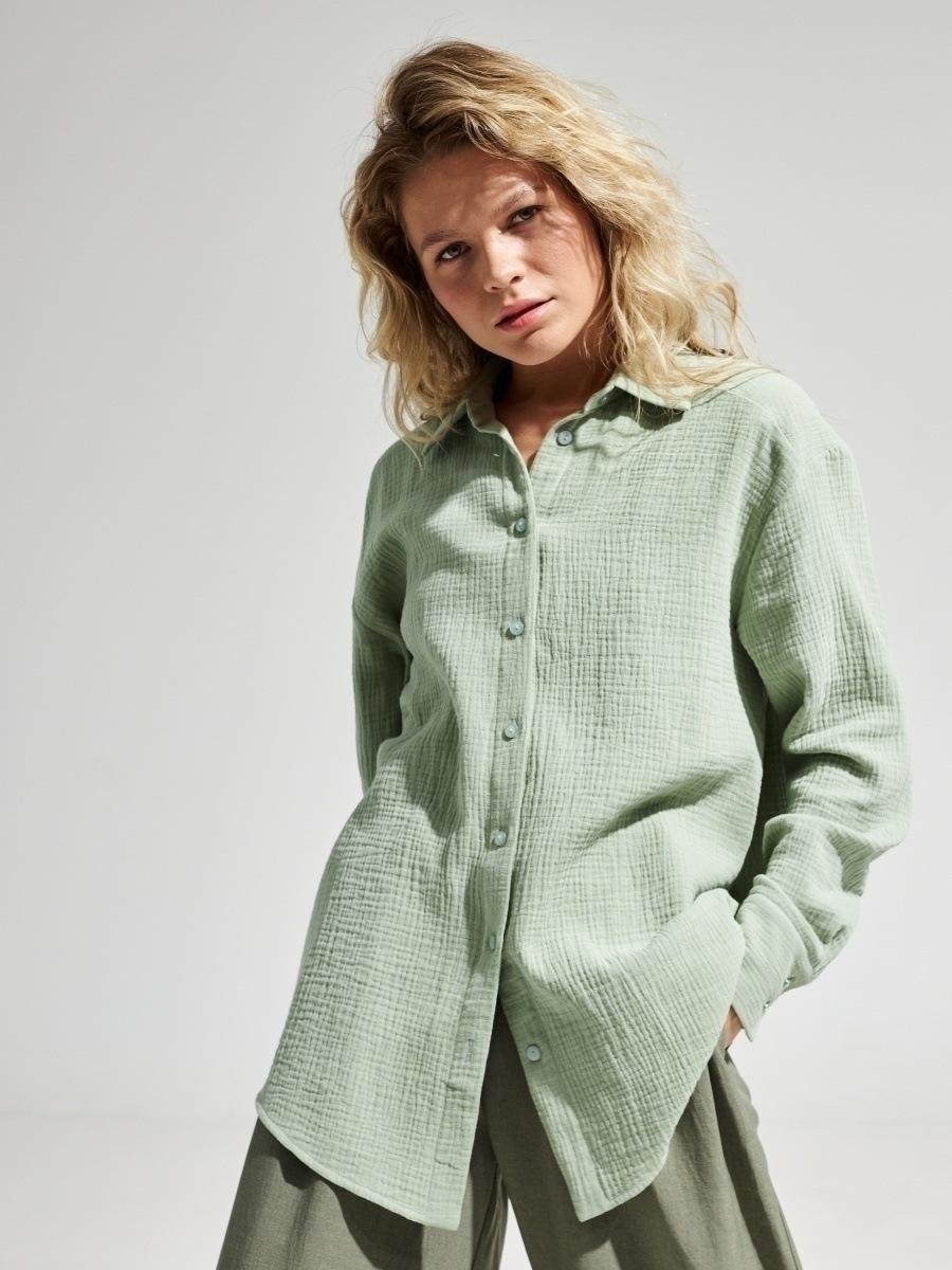 Dame afslappet overshirt med rynkede detaljer Stilla