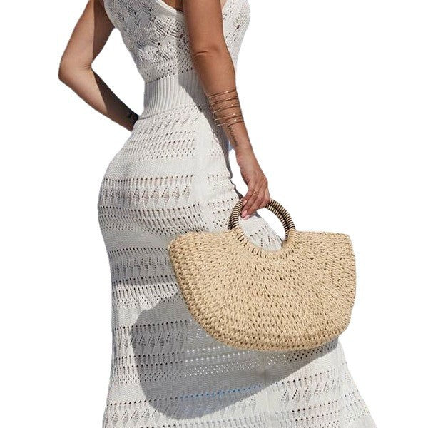 Dame Elegant Høj-Slid Hæklet Maxi Kjole Stilla