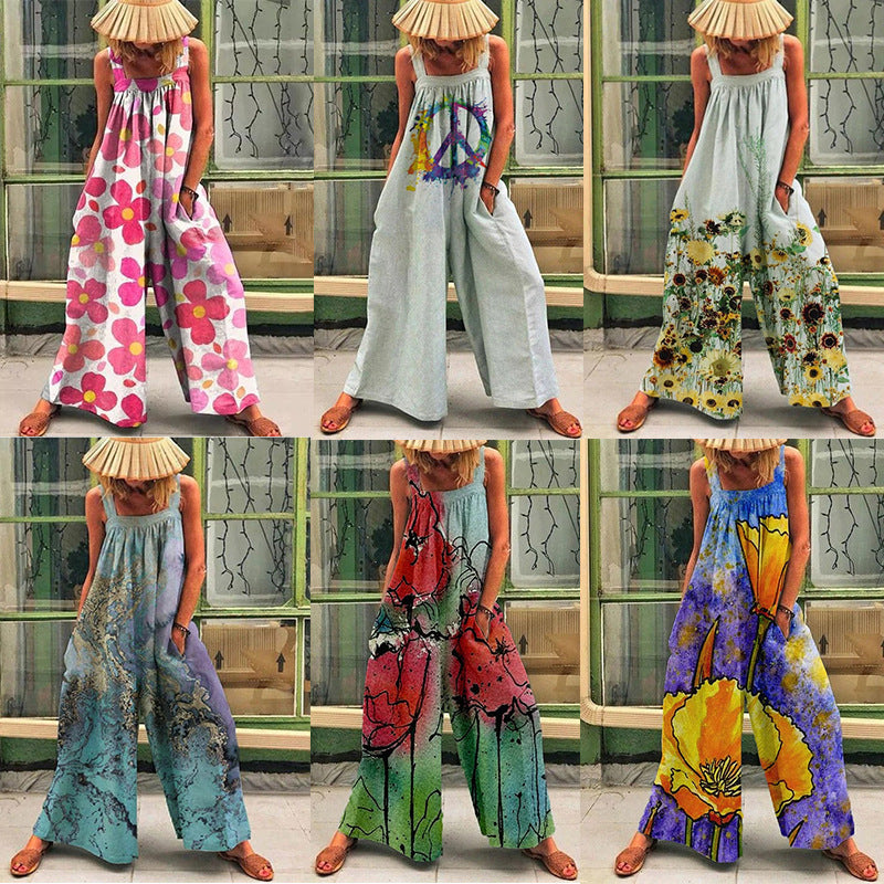 Dame bredt skåret sommer-jumpsuit med raffineret farvegradient Stilla