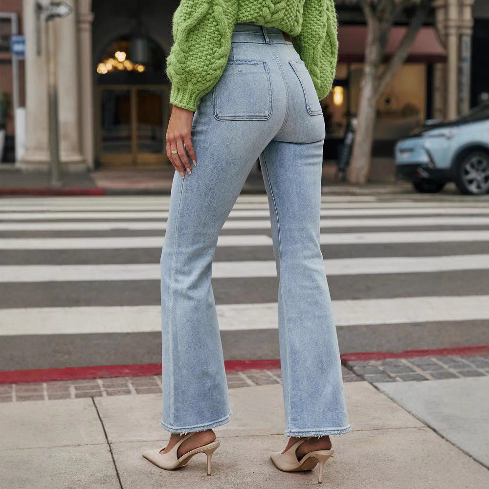 Dame flared jeans med høj talje og trendy snit Stilla