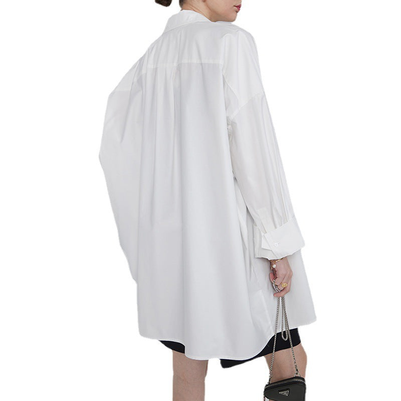 Dame afslappet Longshirt-bluse lavet af høj kvalitet bomuld med oversized snit Stilla