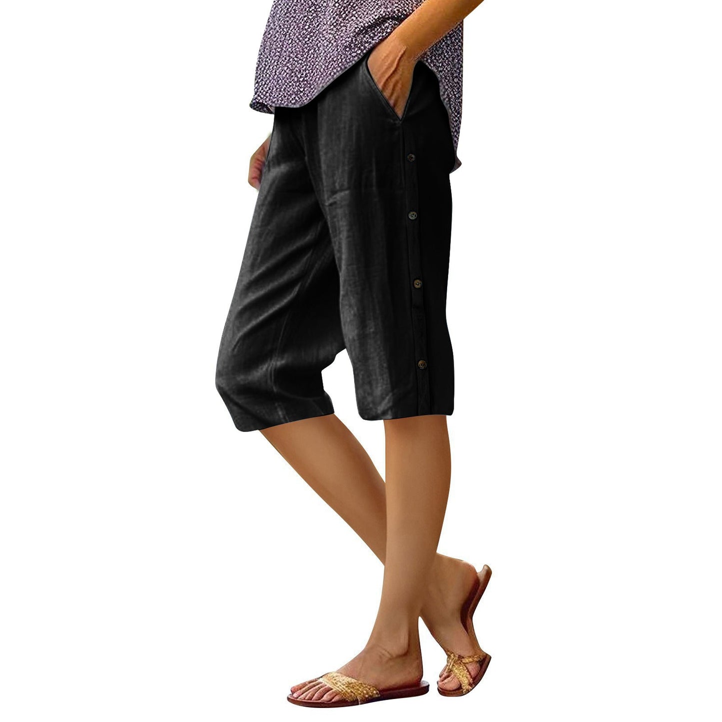 Dame Chino-shorts med sidelommer og stilfulde knapdetaljer Stilla