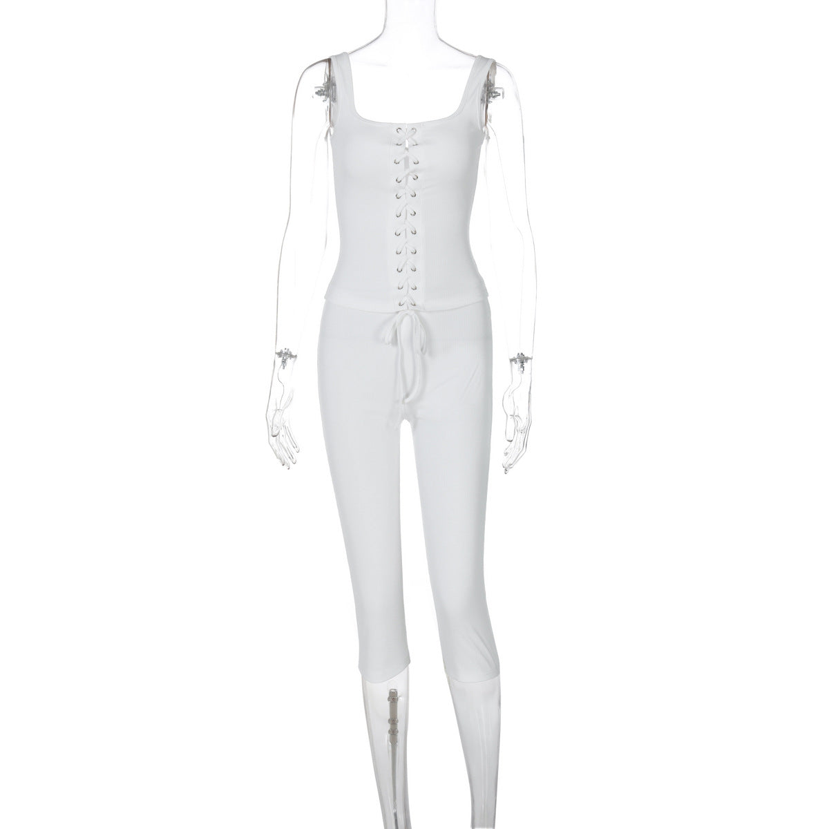 Dame Stilet Jumpsuit med snøring og figursyet snit Stilla