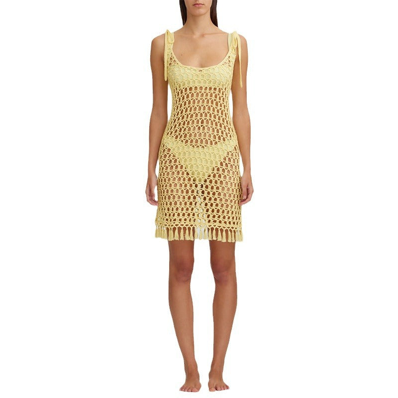 Dame Elegant hæklede strandkjole med frynser Stilla
